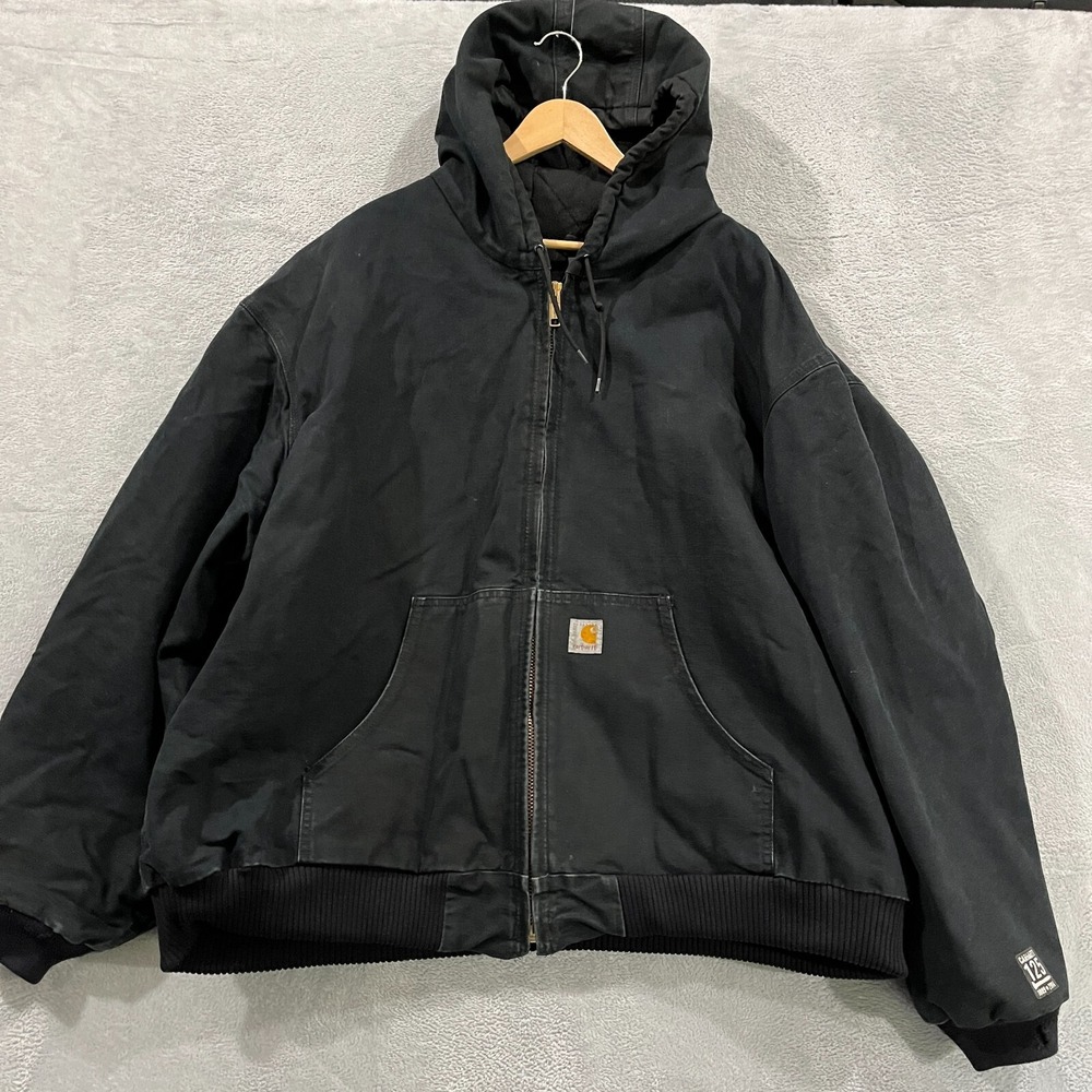 VTG Carhartt J140 BLK Jacket Mens 5XL Quilted Black Made in USA Duck Canvas Work